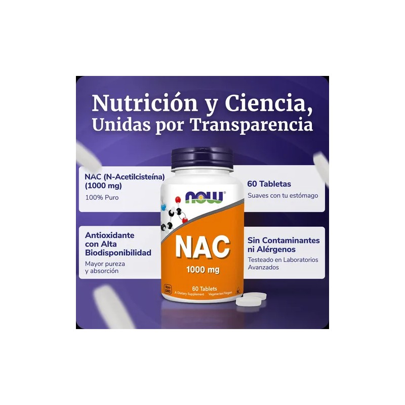 Nac 1000mg | Antioxidante Anti Radical Libre | 60 Tabletas