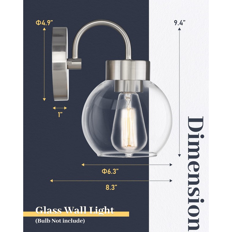 EAPUDUN Bathroom Light Fixtures Over Mirror, 1-Light Brushed Nickel Wall