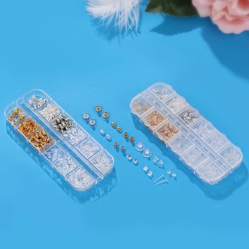 Hazifes 12 Styles 600 Pcs Earring Backs for Studs, Clear