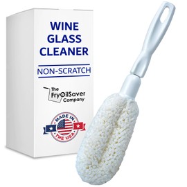 Flute and Stemware Wine Glass Cleaning Brush - Dishwasher Safe, Non-Scratch Flute Cleaner for Crystal Glasses, Champagne Glass, Goblet, Wine Decanter - for Bar & Restaurant by FryOilSaver - B61C