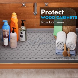 Winisok Under Sink Mat 22" x 19" Waterproof Liner for Kitchen and Bathroom Cabinet, Shelf Protector, Multipurpose, Organizers and Storage, Flexible Silicone Sink Drip Tray