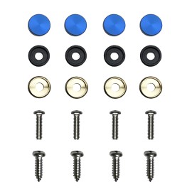 Aftermarket Products 4PC Anti Rust Resistant Stainless Steel Screw Blue Aluminum Screw Caps