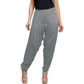 Stylesindia Women's Cotton Spandex Patiala Pants – Stretchable Ethnic Bottom Wear with Pleats for Casual & Traditional Outfits (Grey)