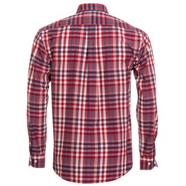 Double Pump Mens Button Down Shirts Cotton Long Sleeve Shirts Regular Fit(Red Check 03C,XX-Large)