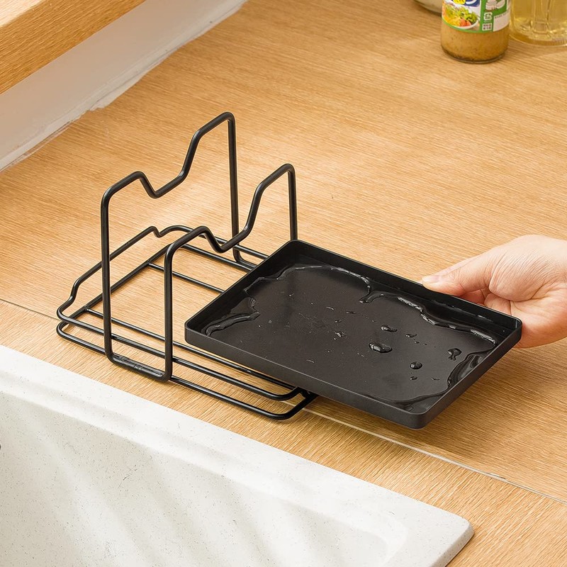 Poeland Pot Lid Holder, 2 Layers Pot Lids Organizer Multifunctional