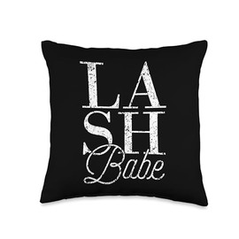 Lash Babe Quote For Eyelash Artists & Lash Lounges Vintage Artist Tech Eyelash Lash Babe Throw Pillow, 16x16, Multicolor