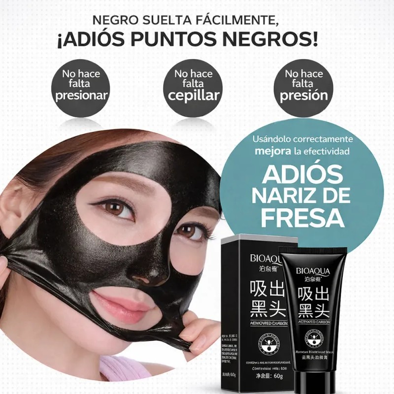 Kit 2 Mascarillas Bioaqua Puntos Negros Nariz Frente Barba