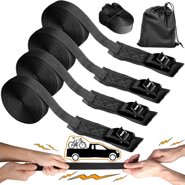 4Pack Kayak Tie Down Straps 16.4Ft Lashing Strap Padded Cam Buckle Cargo Strap Adjustable Kayak Straps Roof Rack Cinch Strap Ratchet Straps for Trucks Motorcycle Boat Tie Down Packing Moving 1"x16.4'