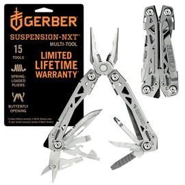 Gerber Gear 30-001364N Suspension-NXT, cuchillo multiherramienta 15 en 1, alicates de punta de aguja cuchillo de bolsillo con clip de bolsillo, equipo EDC, acero