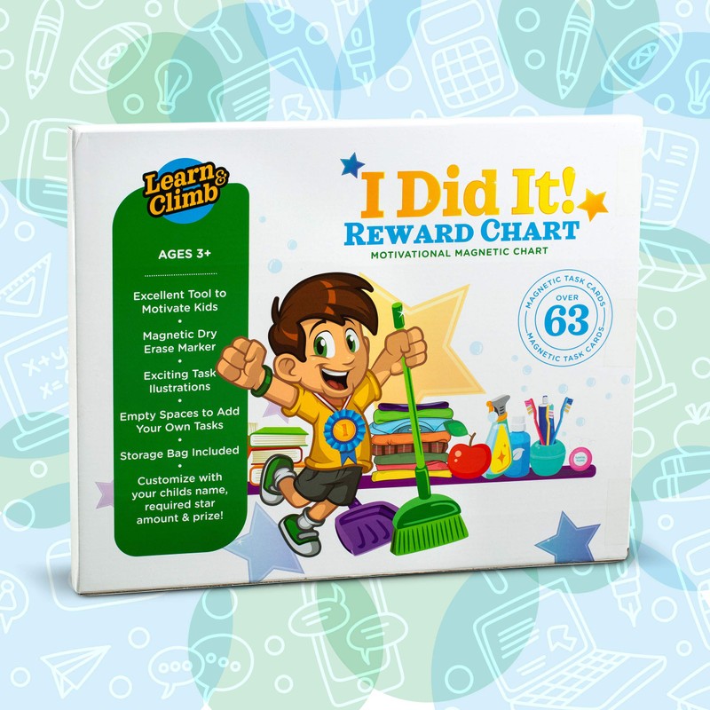 Learn & Climb Kids Responsibility Chart Magnetic Board, 63 Chores,