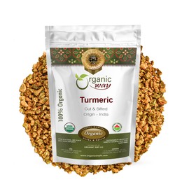 Organic Way Turmeric/Haldi Root Cut & Sifted - Organic, Kosher & USDA Certified - 1/2 Lbs