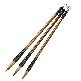 Chinese Calligraphy Brush, Writing Drawing Watercolor Ink Brushes Hubi Painting Kanji Sumi Wolf Bamboo Brushes Set for Professional Beginner (Green)