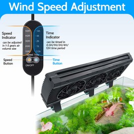 DEGGOX Aquarium Chillers Fan - Fish Tank Cooling Fan with Adjustable 5 Wind Speeds and Timer Controller, Suitable for rimless tanks thickness ＜0.6 inches (3 fan)