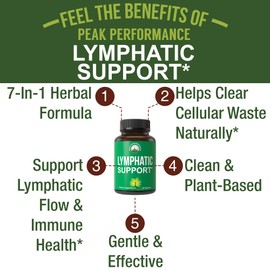Lymphatic Drainage Supplement. 7-in-1 Lymph System Support Capsules to Detox & Cleanse. With Vegan Ingredients Echinacea Root, Red Clover Blossom, Burdock Root, Red Root, Licorice Root for Women, Men