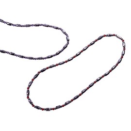 ハイリッチ パワーストーンアクセサリー ブラック 50cm ファッショナブル磁気ネックレス(ガーネット、アメジスト) 2個セット