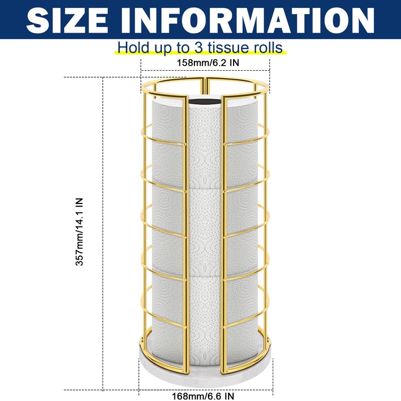 NearMoon Toilet Paper Organizer Stand, Free Standing 3 Rolls Tissue