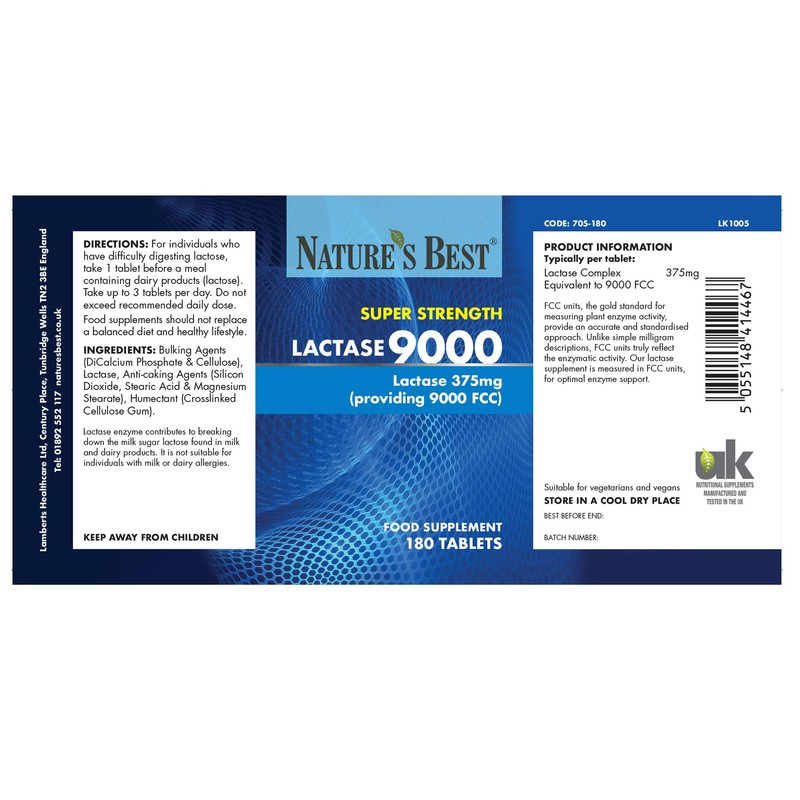 Super Strength Lactase Tablets 9000 FCC Enzyme Units | Max