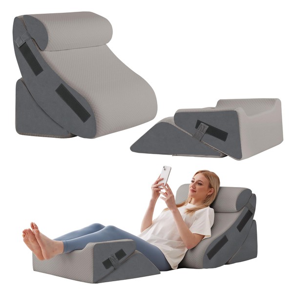 Ahpmeoa 5Pcs Orthopedic Bed Wedge Pillow Set for After Surgery,