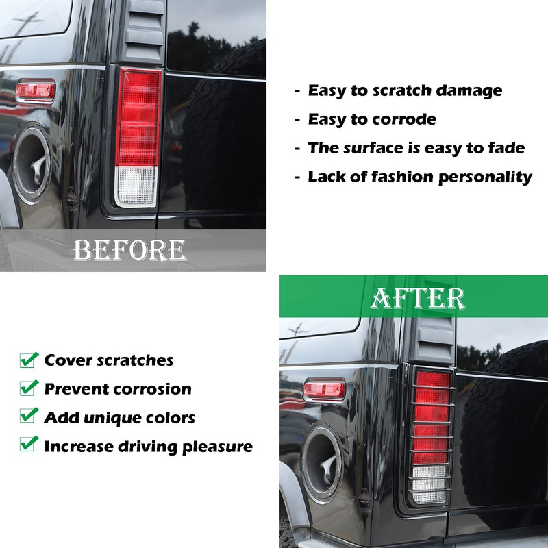 PIUGILH ABS Rear Tail Light Guards Cover Fit Hummer H2