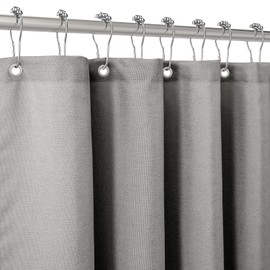 VANZAVANZU Shower Curtain with Metal Hooks Linen Fabric Shower Curtain Heavy Duty Bath Curtain for Bathroom and Bathtubs, Hotel Quality, Weighted Hem, Waterproof, 72 x 72 Inches (Grey)