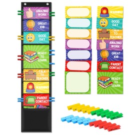 AUVCAS Student Behavior Clip Chart for Classroom Management Kids Reward Pocket Chart