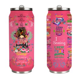 YOPIGOT Sewing Tumbler Gifts For Women Girls Sewing Stainless Steel Insulated Tumbler With Straw Lid,Sewing Gifts For Women Quilting Crochet Lover Mom Grandma 17 Oz