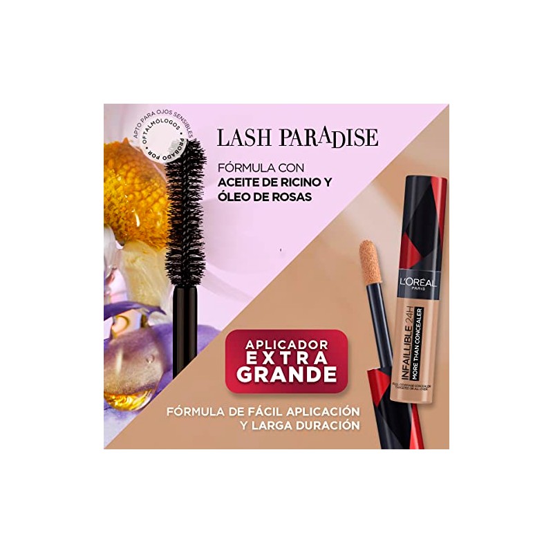 LOREAL PARIS Kit mascara Lash Paradise Waterproof corrector infalible tono
