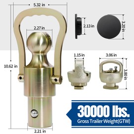 GNXA2061 Gooseneck Ball Kit, 2-5/16 Inch Ball, Safety Chain Anchors, for Ram 2500/3500, Ford F-250/F-350/F-450, Chevy Silverado & GMC Sierra 2500/3500 HD