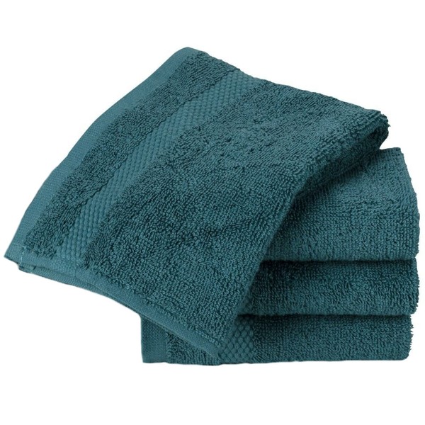 Sue Rossi Face Cloth Set of 4, Egyptian Combed Cotton, 30cm x 30cm Wash Cloth Flannel, Very Soft & Absorbent, Quick Dry 600gsm Bathroom Towels. (Jade)