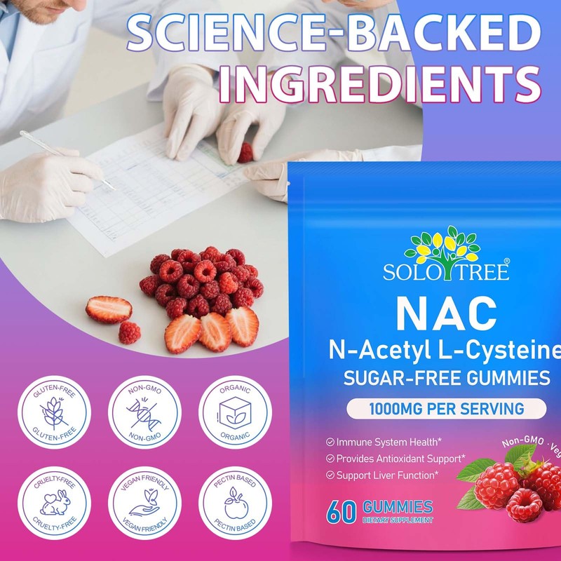 NAC Supplement N-Acetyl Cysteine, Nac Gummies 60pcs, Support Immnue, Liver