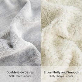 Good Nite Throw Blanket 130x150cm Fleece Flannel Sherpa Soft Blankets Fluffy Reversible Microfiber for Bed Couch Sofa and Travel (Grey,Single)