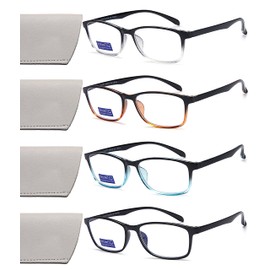 EYEURL Reading Glasses for Women Blue Light Blocking 4-Pack TR90 Lightweight Readers Mixed Color Computer Glasses UV Protection Square Frames Mens Reading Eyeglasses.1.0