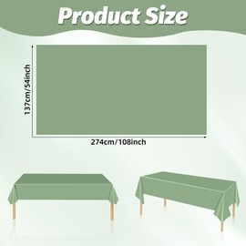 3-Piece 54 x 108 Inch Sage Green Plastic Tablecloth – Light Green Waterproof Disposable Rectangle Table Cover for Baby Showers, Weddings, Birthdays, Bridal Showers, and Party Decorations