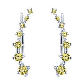 Yumilok Women's Cartilage Ear Cuff, Clip Earring, 925 Sterling Silver with Crystal Ear Cuff for Women, Girls, Silver