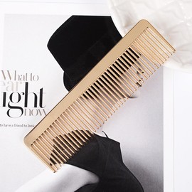 Grtdrm Portable Metal Comb, Minimalist Pocket Golden Hair Comb for Women Men Unisex