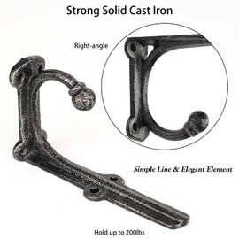 6 Inch Decorative Shelf Brackets-Heavy Duty Wall Brackets with Hooks Shelve Brackets Metal for Open Shelves Vintage Shelf Supports Farmhouse-4 Pack