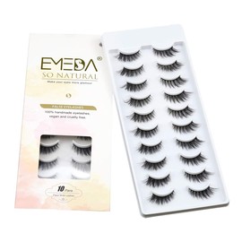 Cat Eye lashes 10 pairs Short Faux M ink Lashes Natural Look Wispies Eyelashes 3D Fake Lashes Small Face Eyelashes 100% Handmade Lashes Soft Reusable Eye Lash 1 Pack by EMEDA (SA11)