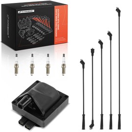 A-Premium 1 Ignition Coil with 5 Spark Plug Wires and 4 Iridium Spark Plugs Compatible with Toyota 4Runner 1984, Celica 1981-1982, Corona 1981, Pickup 1981-1990, 3.4L