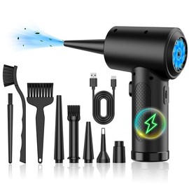 Compressed Air Duster, 1 Set 3-Gear 51000RPM Electric Air Duster, Portable 4000mAh Rechargeable Cordless Air Blower with LED Light