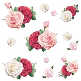 DECOWALL DS-8041 Watercolour Rose (Small) Kids Wall Stickers Decals Flower Peel and Stick Removable for Nursery Bedroom Living Room Art murals Decorations
