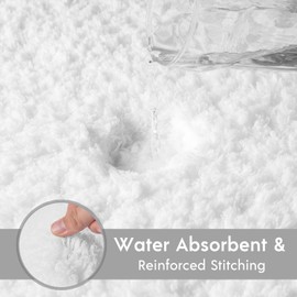 Phantoscope Bathroom Rugs - Set of 2 Non-Slip Bath Mat Ultra Soft Microfiber Plush Bath Rugs Water Absorbing Shower Carpet Rugs, True White, 17 x 24 & 17 x 47 Inches