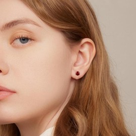 Silvora Cubic Zirconia Earrings 12 Months Birthstone Cubic Zirconia Women's Stud Earrings Multicoloured Zirconia Women's Heart Earrings, Sterling Silver, Cubic Zirconia