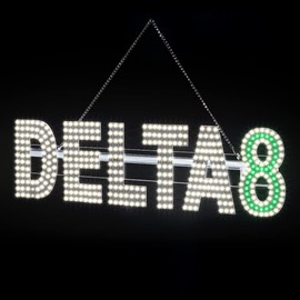 30"x7" Large LED DELTA-8 Sign for Smoke Shops, Super Bright Unique Design DELTA-8 Sign with Hanging Installation, High Visibility Sign for Stores Retail Shops Window (DELTA 8)