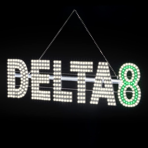 30"x7" Large LED DELTA-8 Sign for Smoke Shops, Super Bright