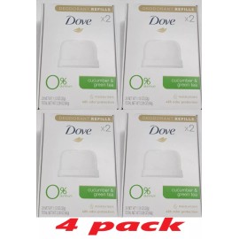 Dove Deodorant Refill Kit 8 Count Cucumber&Green Tea 1.13 oz /32g 0% Aluminum