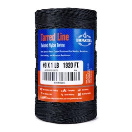 HONGDA Tarred Twine, 1920 Feet Nylon Twine #9 Bank Line-Black Nylon String 1.1mm, Black Strong Twisted Seine Rope Ideal for Gardening, Construction, Gear Tying, Jungle Survival