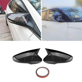 1Pair Side Mirror Cover Rear View Mirror Cover Trim For Hyundai Veloster 2012 2013 2014 2015 2016 2017 (Carbon Fiber Black)