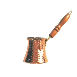 (Made in Turkey) Copper Ibric Jezbe (Turkish Coffee) Wooden Handle for 3 Coffee