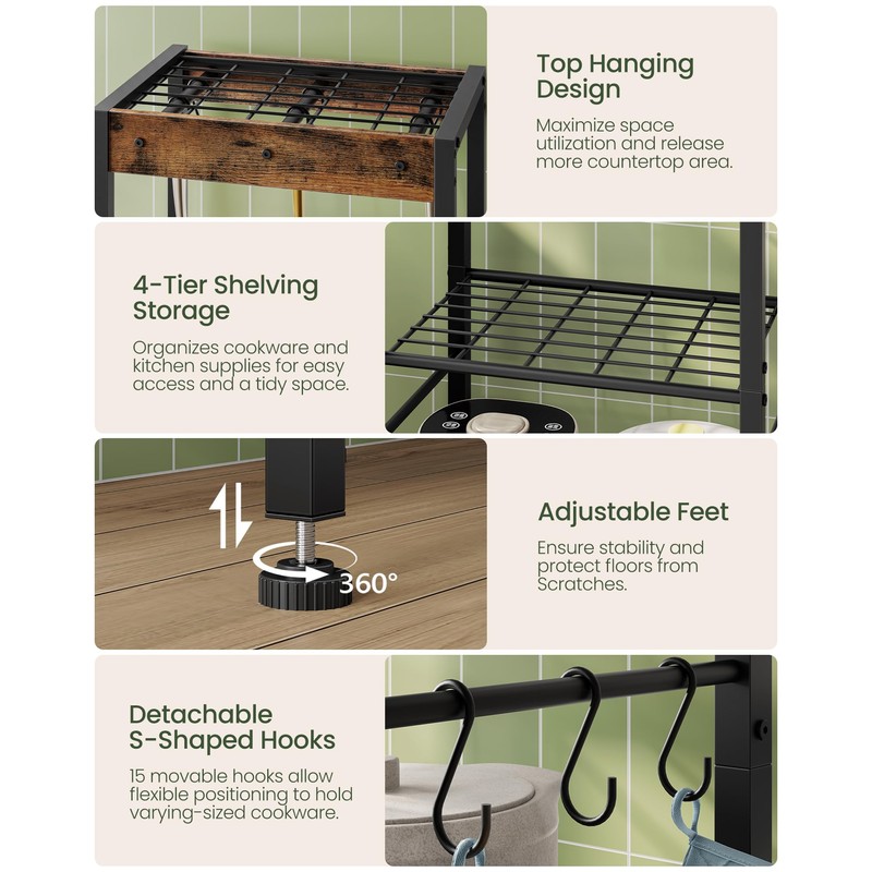 CHOEZON 5-Tier Pot Rack, Floorstanding Pots and Pans Organizer, Kitchen