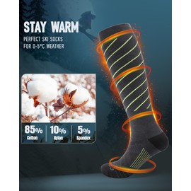RIOROO Ski Socks for Men Women, 2/3 Pairs Warm Snowboard Socks Compression Winter Socks Durable Over The Calf Socks